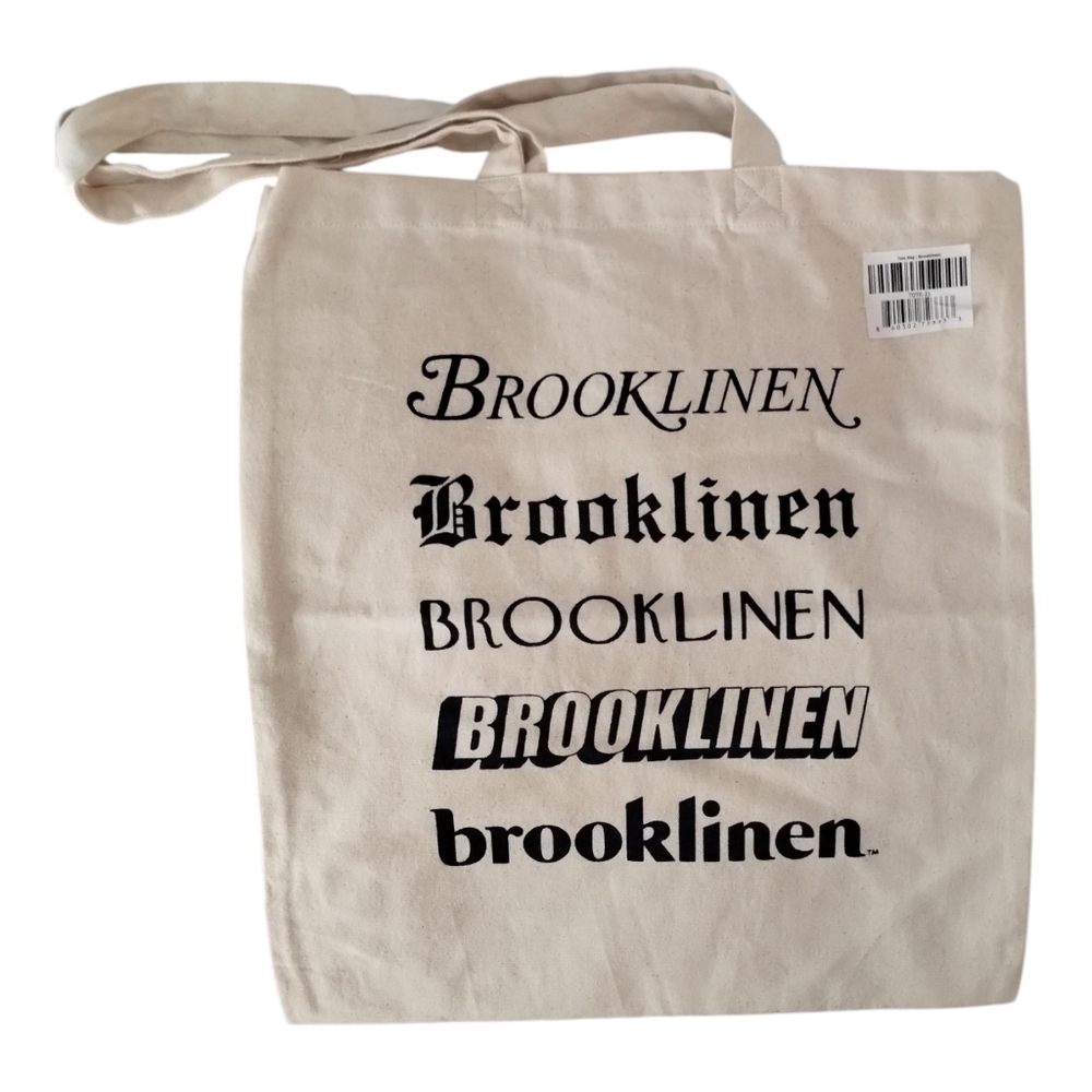 Brooklinen Multi-Font Graphic Canvas Tote Bag Natural Beige NWT